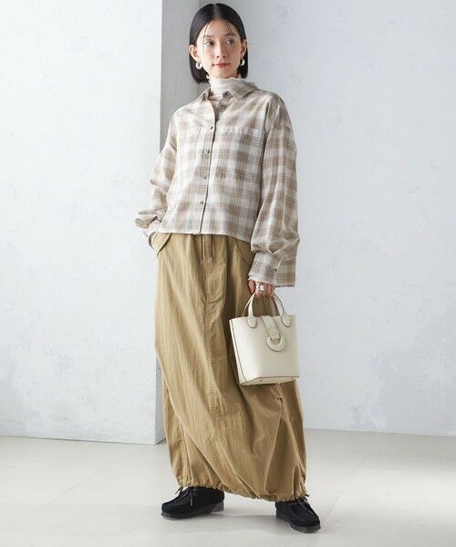 セール】 〈手洗い可能〉シアー チェック ロング スリーブ シャツ