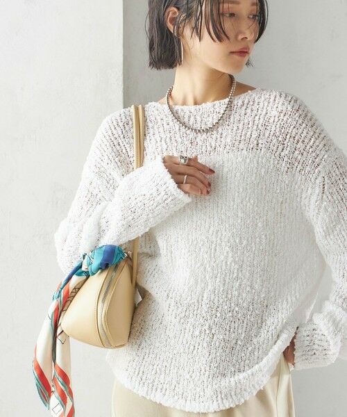 セール】 〈手洗い可能〉ループヤーン ボートネック プルオーバー