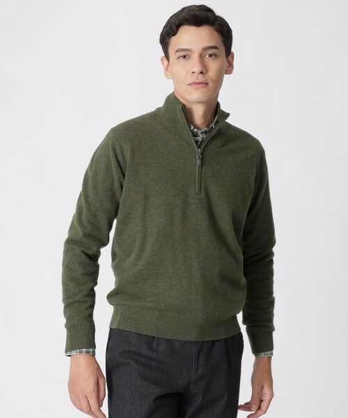 セール】 メリノウールメランジカラーハーフジップセーター/ニット