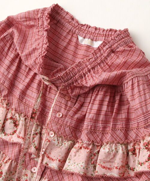 セール】 薔薇模様プリントパッチワークスカート （ロング・マキシ丈