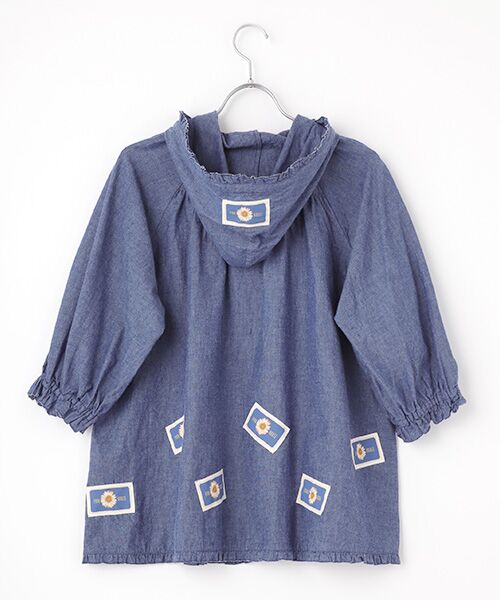セール】 ひな菊ワッペン使いダンガリーフードブラウス （シャツ