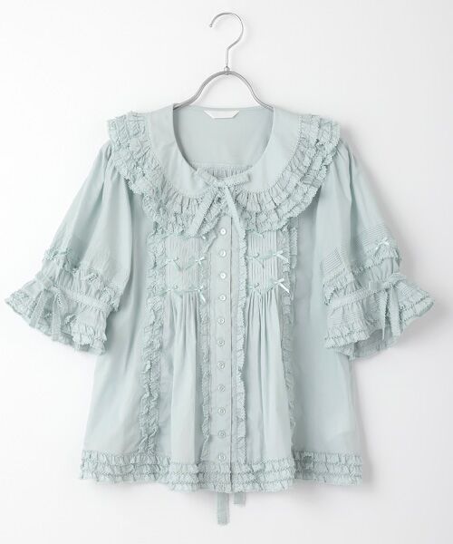 フリル襟付きローンブラウス （シャツ・ブラウス）｜PINK HOUSE