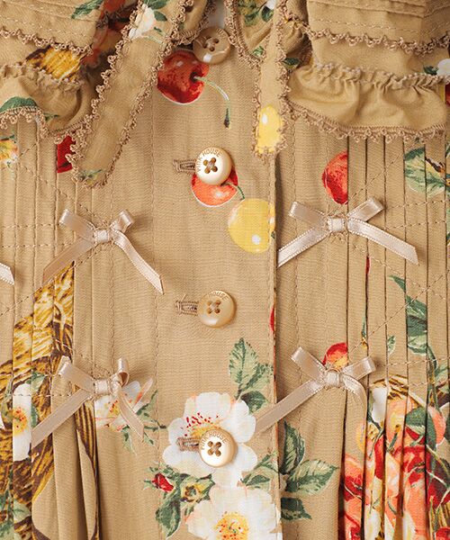 セール】 野ばらとチェリープリントパッチワークワンピース （ロング