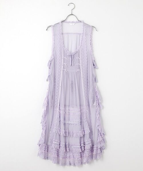 セール】 ドットチュールフリルタブリエ （その他トップス）｜PINK