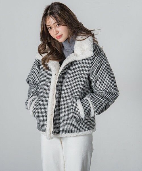 セール】 裏ボアツイードダウンジャケット （テーラードジャケット