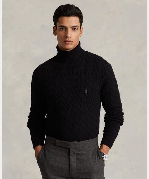 ケーブル ウールカシミヤ タートルネック セーター （ニット・セーター