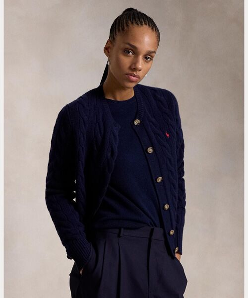 ケーブルニット ウールカシミヤ カーディガン （カーディガン・ボレロ