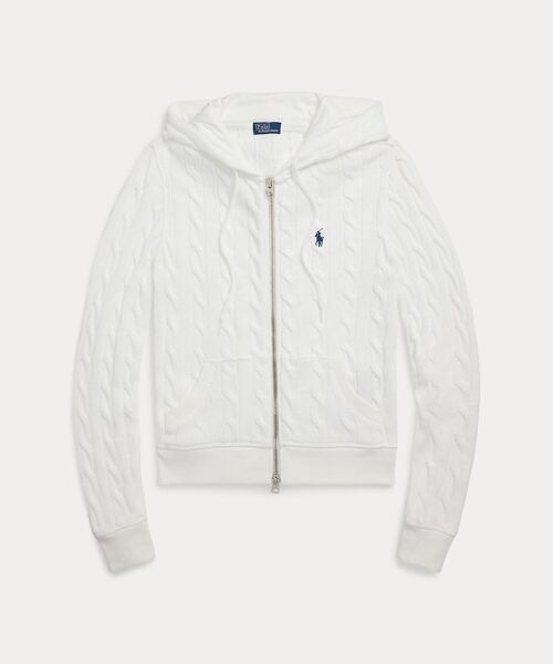 ケーブルニット コットン フルジップ フーディ （ニット・セーター