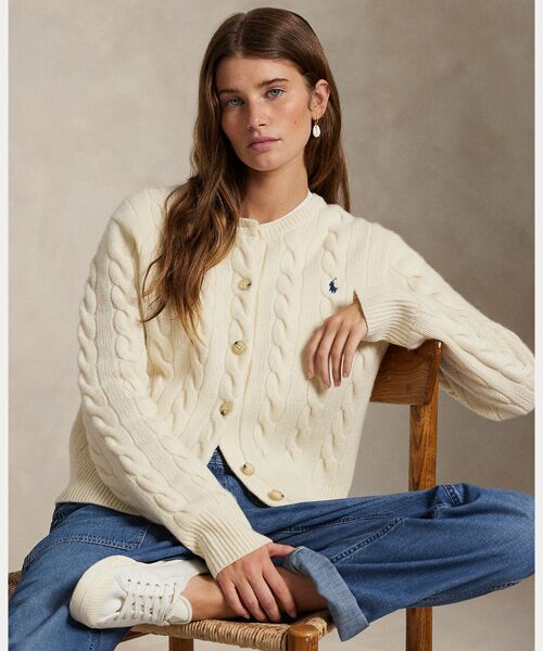 ケーブルニット ウールカシミヤ カーディガン （カーディガン・ボレロ