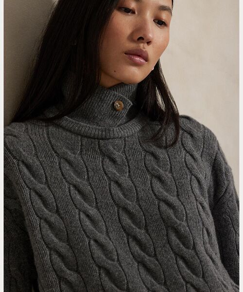 ケーブルニット ウールカシミヤ ポロ セーター （ニット・セーター