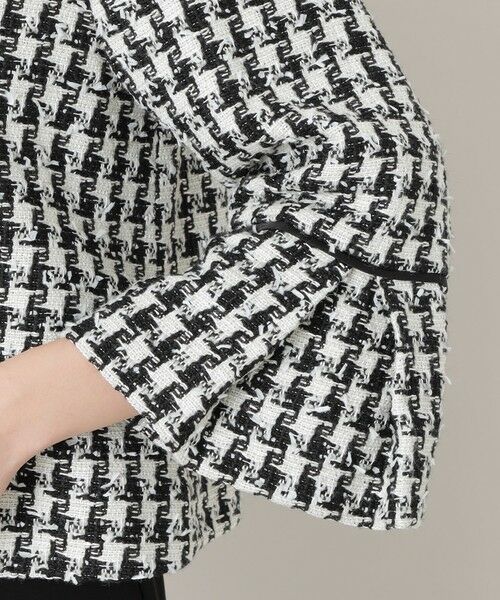 セール】 ハウンドトゥースツイードスタンドカラー ジャケット （ノー