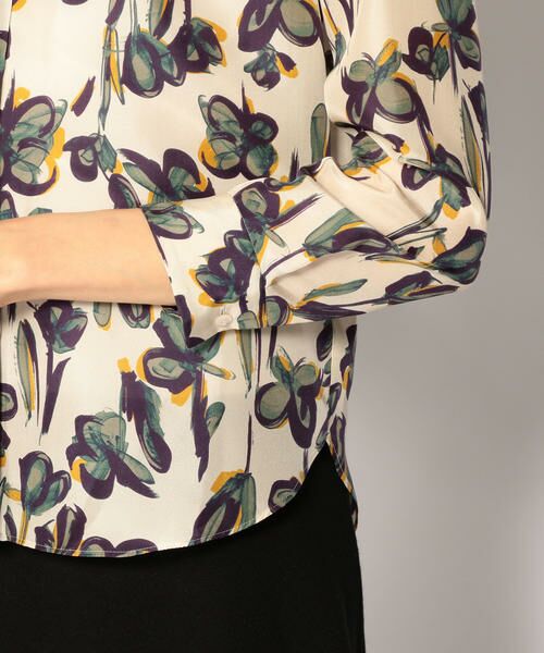 セール】 シルククローバープリント ボウタイブラウス （シャツ