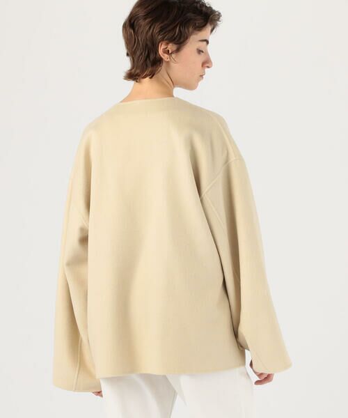 セール】 ライトダブルフェイスシャギー ノーカラージャケット （ノー