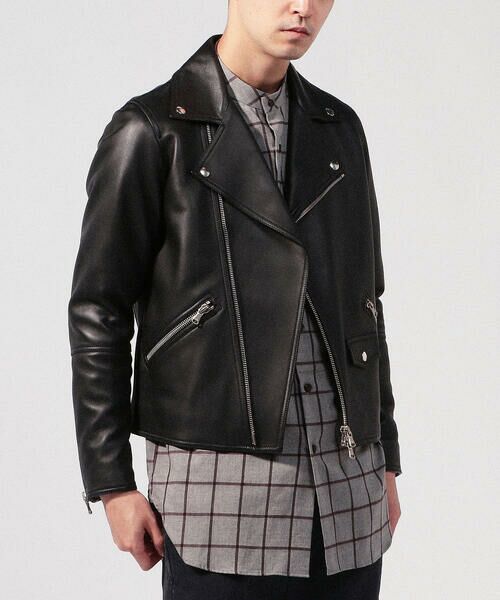 セール】 【別注】DENIM×TOMORROWLAND ラムレザーダブルライダース