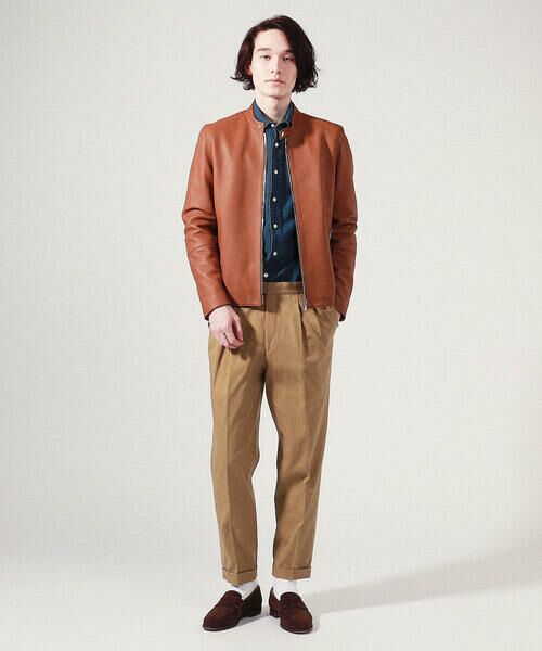 セール】 【別注】DENIM×TOMORROWLAND ラムレザー シングルライダース