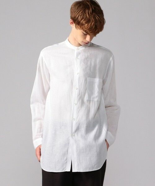 セール】 80/- リネン スタンドカラーシャツ （シャツ・ブラウス
