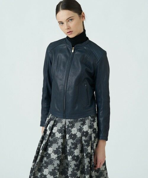 セール】 ラムレザー ジップアップブルゾン （テーラードジャケット