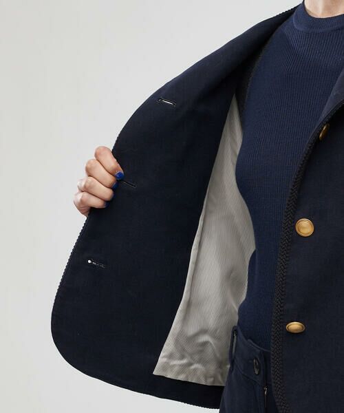 セール】 コットンモールスキン クルーネックジャケット （ノーカラー