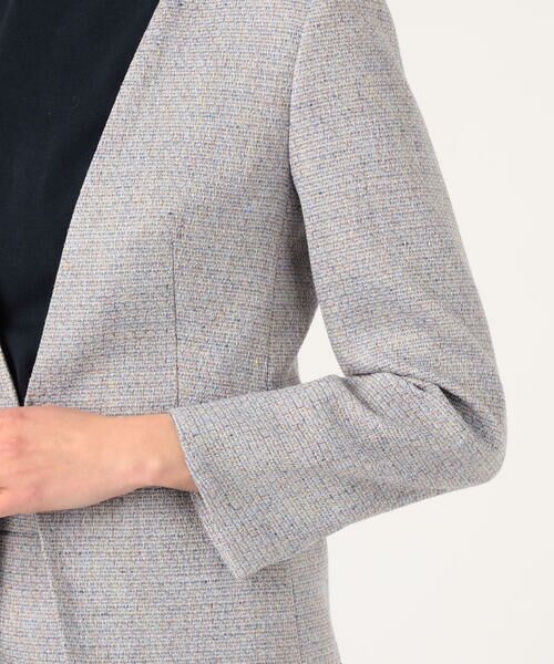 セール】 ミックスツイード ノーカラージャケット （ノーカラー