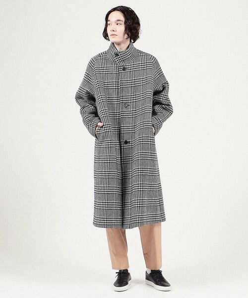 CABaN ウールダブルフェイス グレンチェックスタンドカラーコート