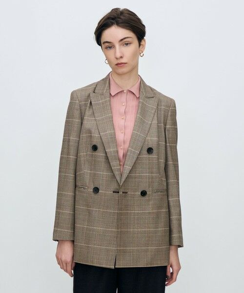 バーガンディーグレンチェック ダブルブレストジャケット （テーラード