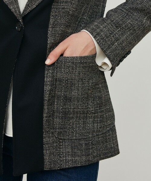 セール】 ウールリネンツイード バイカラージャケット （テーラード
