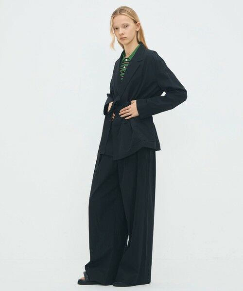 コットンシャンブレー ベルテッドダブルブレストジャケット