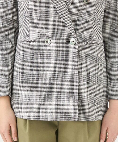 セール】 グレンチェックサッカー ダブルブレストジャケット