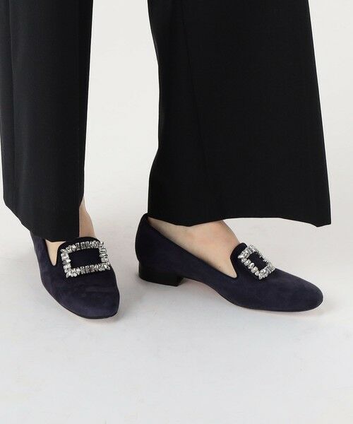 セール】 TOMORROWLAND スエード ビジューオペラローファー （フラット