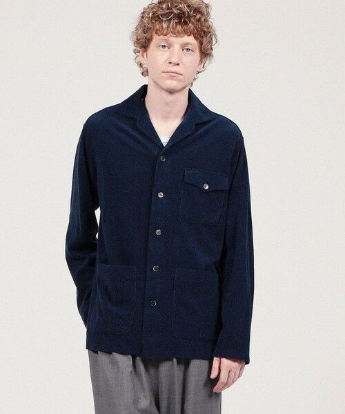 セール】 スビンコットンパイル オープンカラーシャツブルゾン