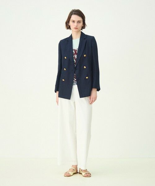 リネンレーヨンツイル ダブルブレストブレザー （テーラードジャケット