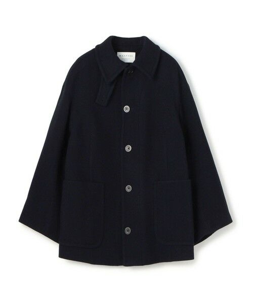 セール】 ウールヘリンボーン ワイドスリーブハーフコート （ステン