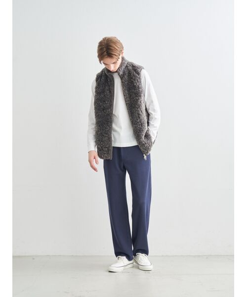 three dotsアップサイクル エコファー ジップベスト 定価4万円 three