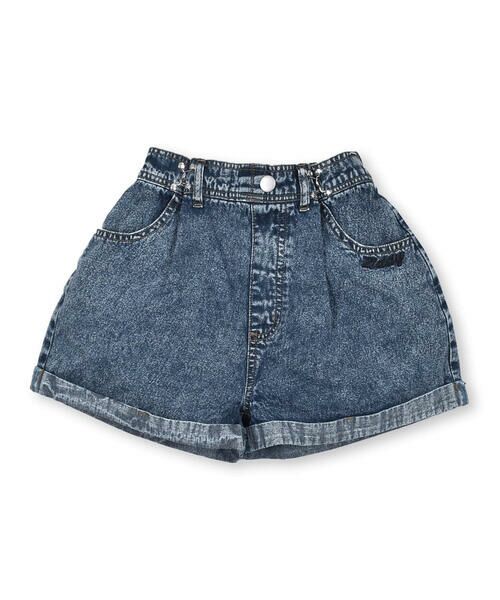 セール】 ウエストホックワイドデニムショートパンツ(130~160cm