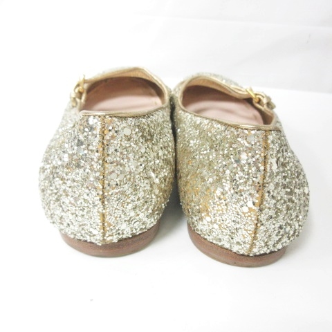 ミュウミュウ miumiu パンプス フラットシューズ バレエ グリッター