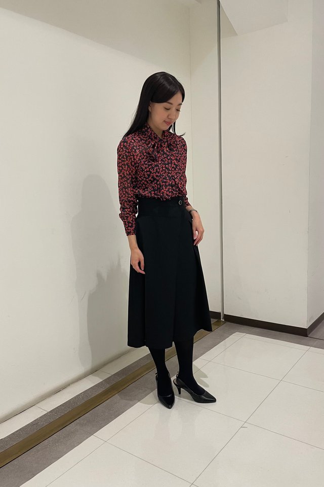 NARACAMICIE】釦ミデイスカート(0(S)7号 ターコイズブルー): ナラ