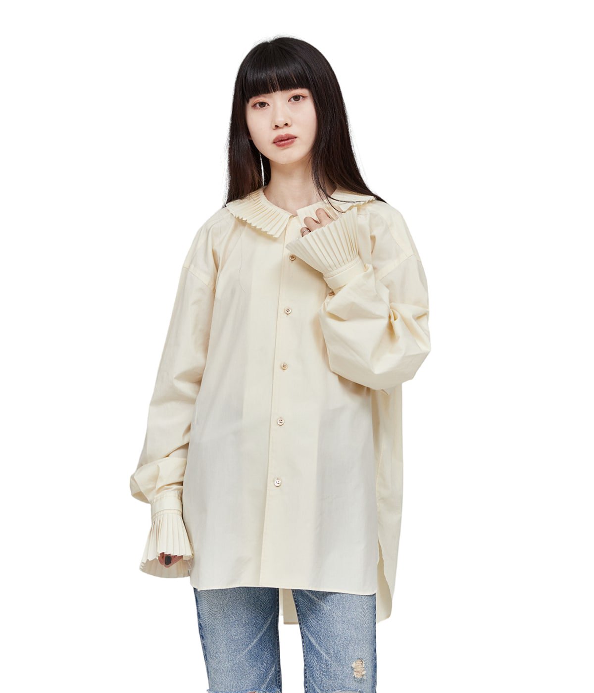 レディース】プリーツカラーシャツ | JUN MIKAMI(ジュンミカミ