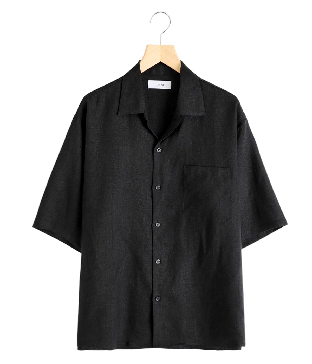 OPEN COLLAR S/S SHIRT - LINEN TROPICAL - | marka(マーカ