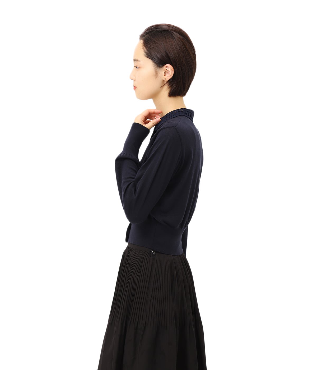 レディース】Detachable Embroidery Collar Knitted Cardigan | Mame