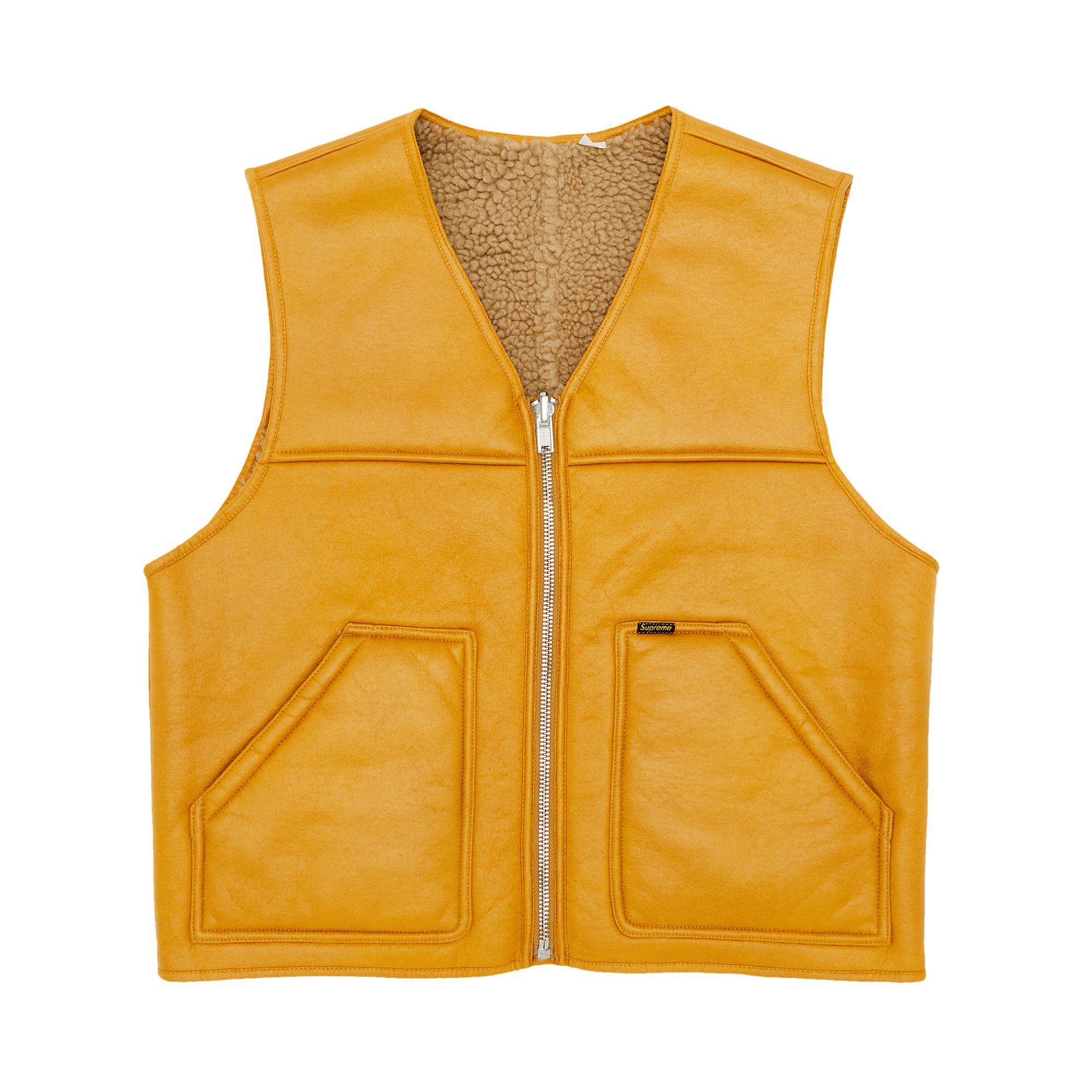 Buy Supreme Reversible Faux Shearling Work Vest 'Yellow' - FW24J76