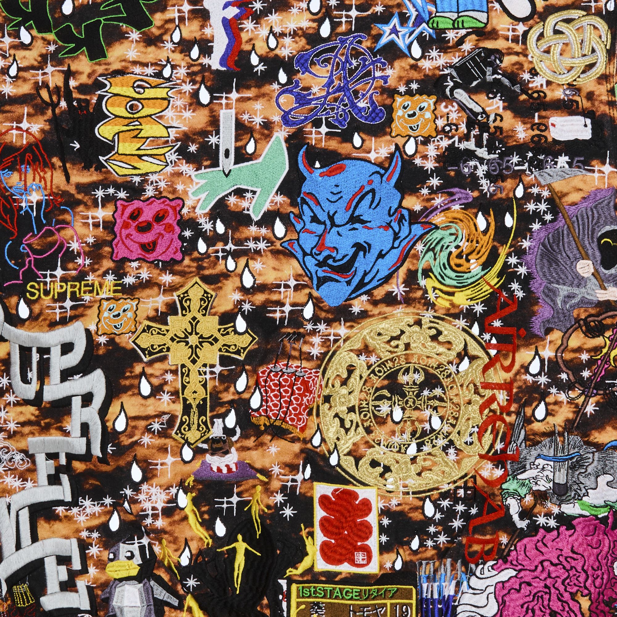 Buy Supreme Aoi Embroidered Hooded Work Jacket 'Flames' - SS25J71