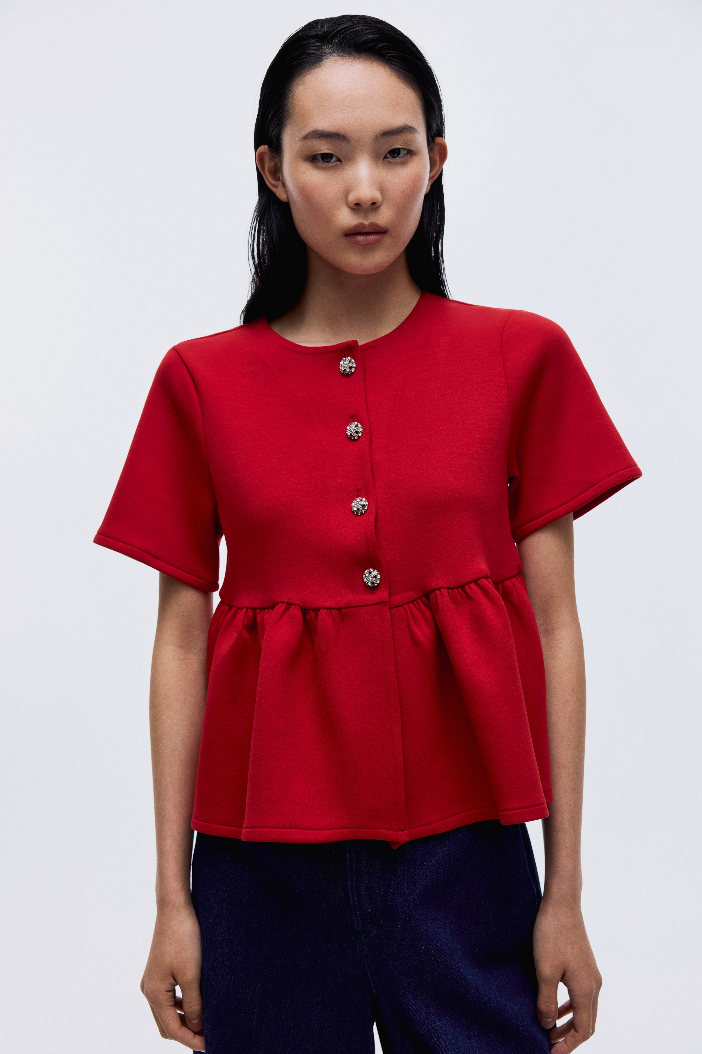 Peplum Top - Red - Ladies | H&M US