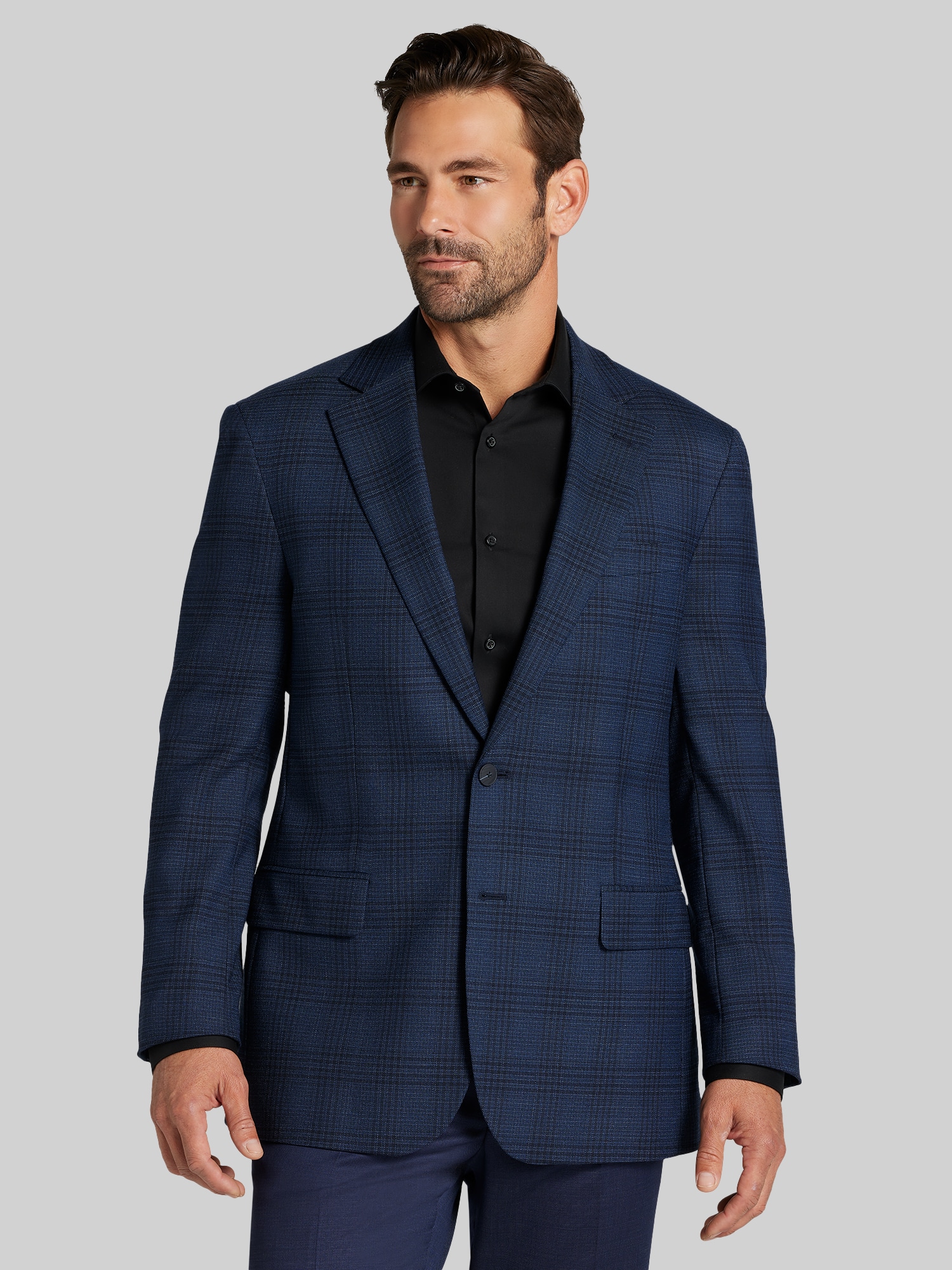 Awearness Kenneth Cole CHILLFLEX Modern Fit Plaid Sport Coat, Blue