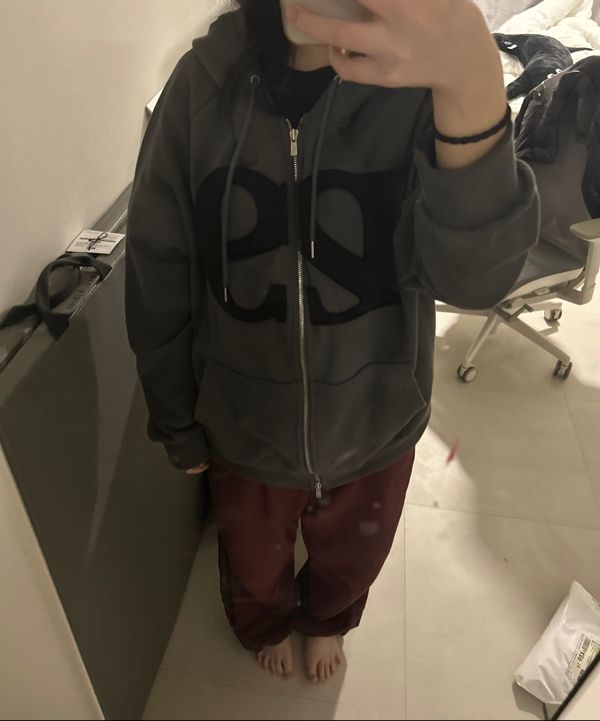 MUSINSA | ILLIGO 129 Logo Patch Hooded Zip-Up Charcoal