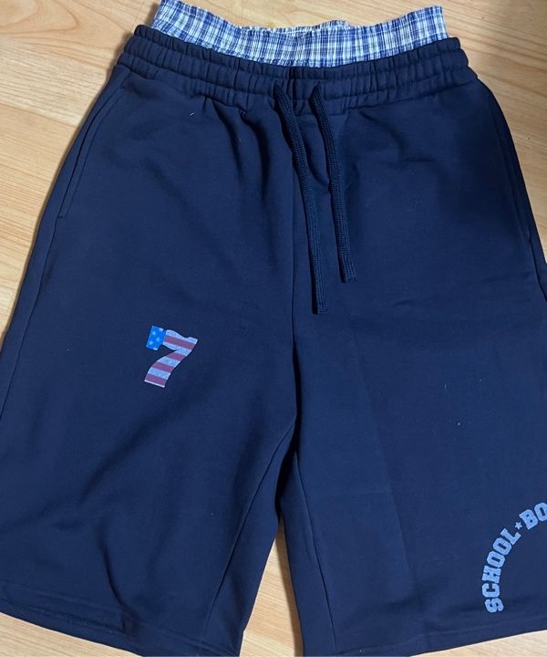 MUSINSA公式 | AEAE TRUNK LAYERED SWEATSHORTS [NAVY]