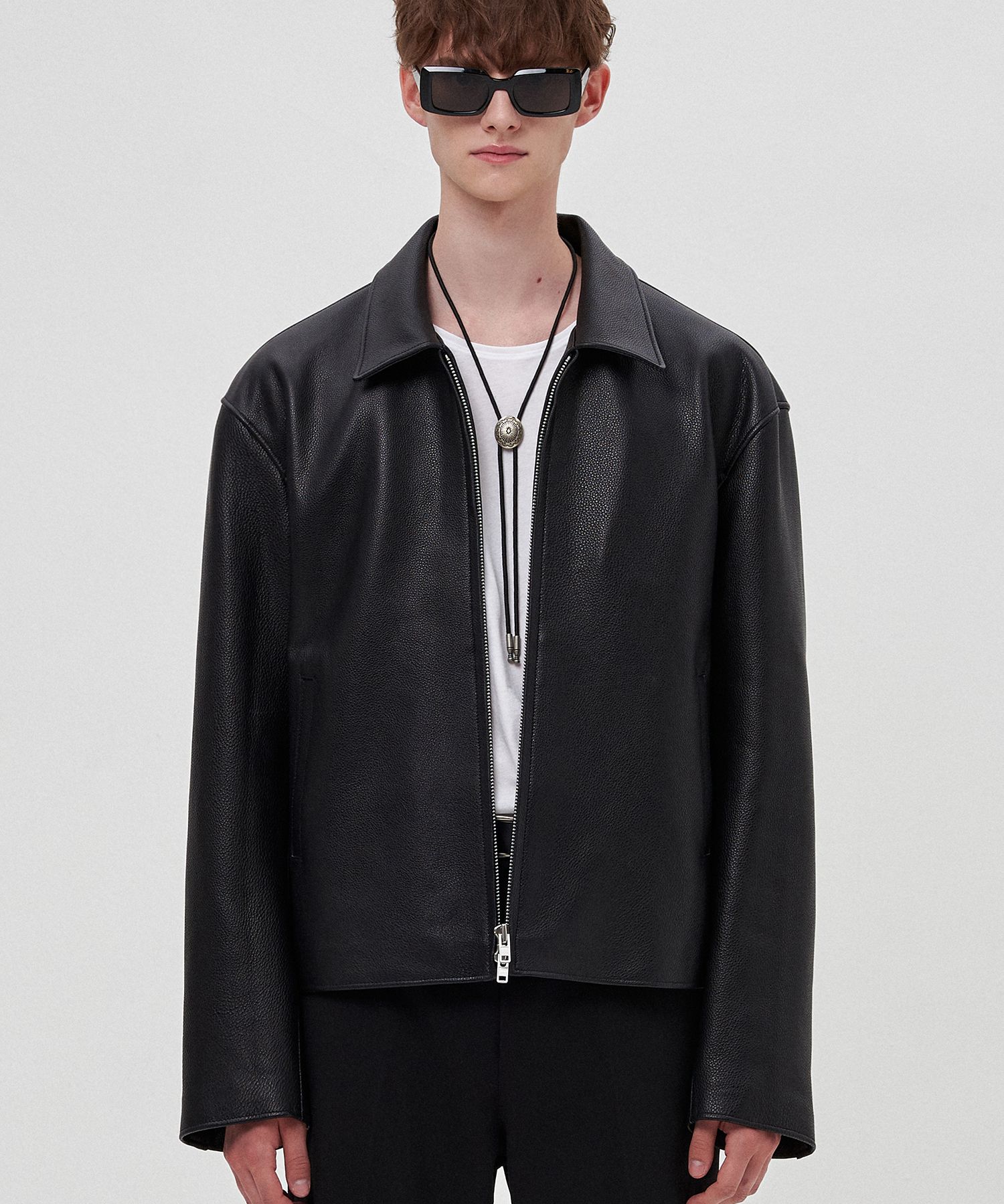 MUSINSA公式 | DOFFJASON 牛革セミオーバーシングルライダージャケット