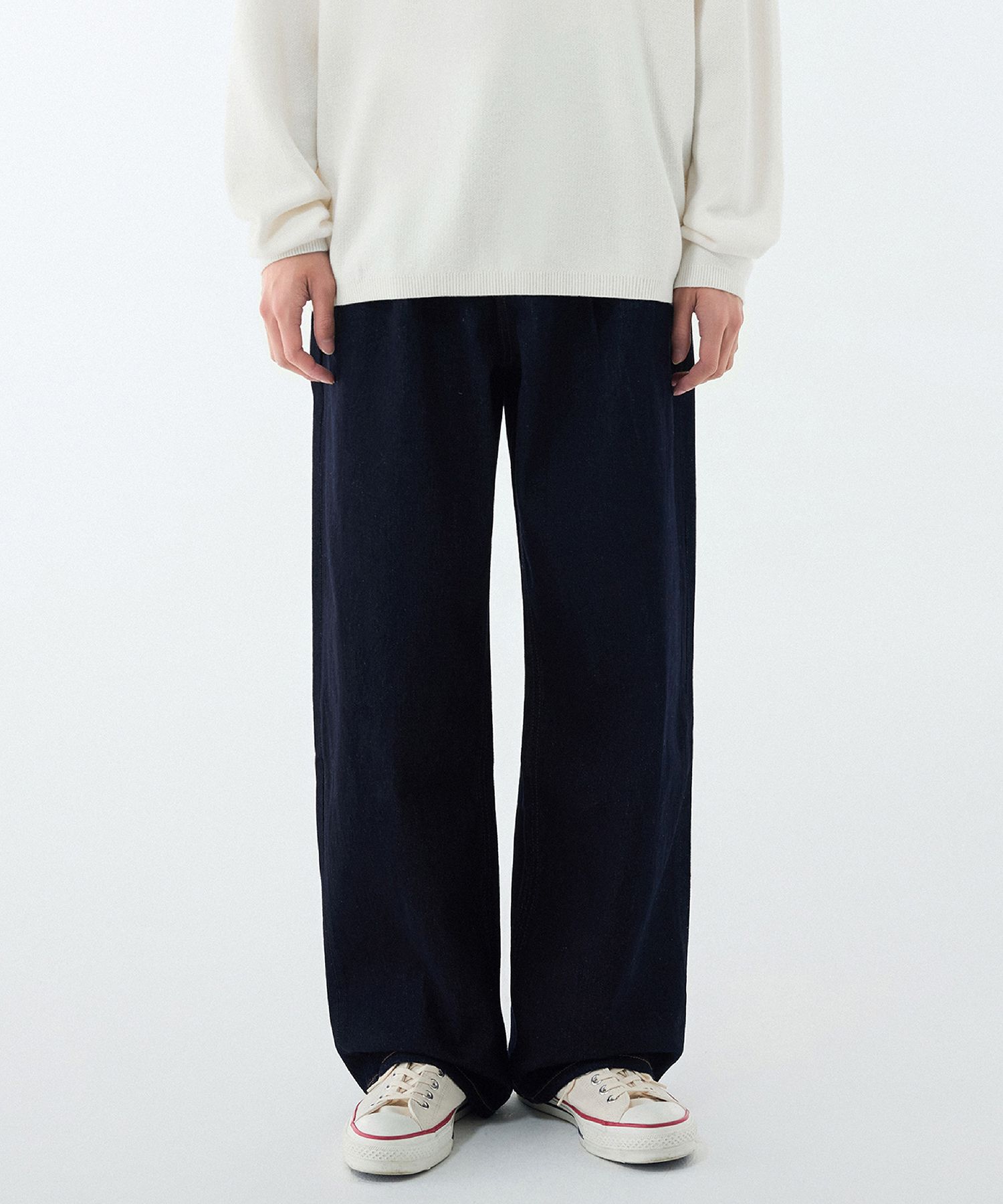 MUSINSA | MUSINSA STANDARD Two Tuck Wide Denim Pants [Deep Indigo]