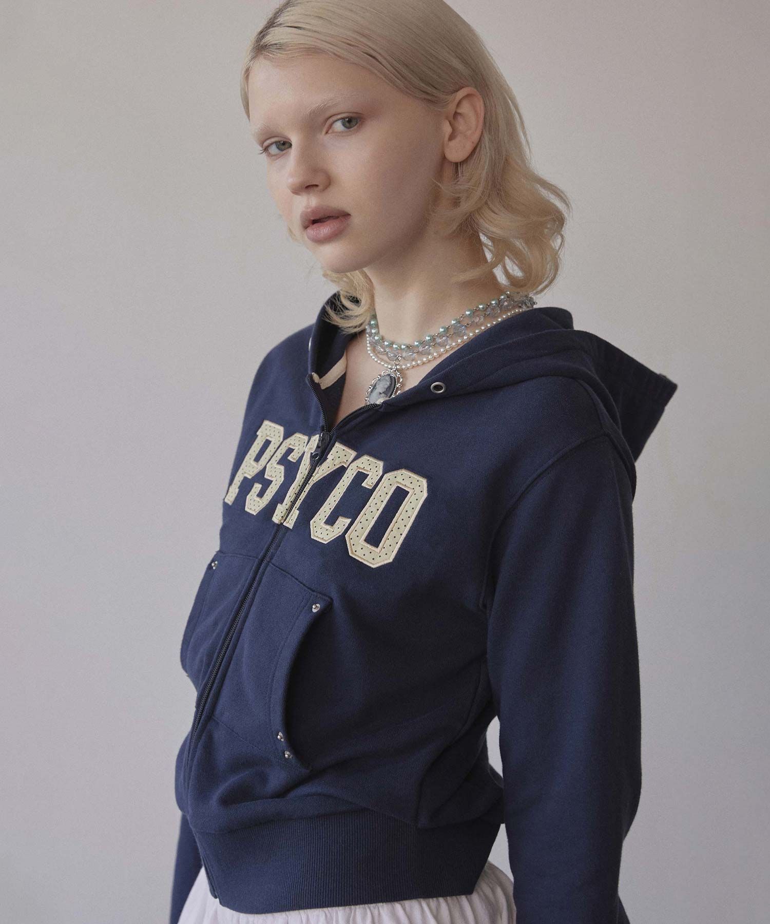 MUSINSA | SCULPTOR Cottage Zip-Up Hoodie Navy