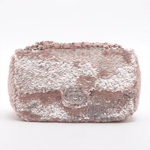 シャネル ココマーク スパンコール シングルフラップ ダブルチェーン