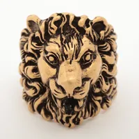 グッチ ライオンヘッド GP×ラインストーン リング シルバー ABランク